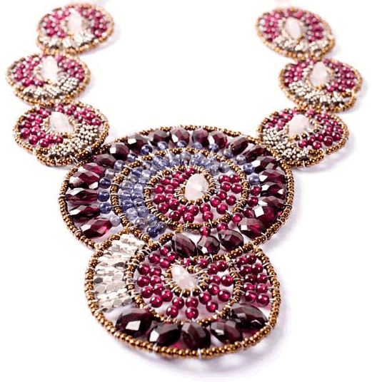 Garnet and pink quartz artisan Italian necklace by Ziio. We specialize in Ziio jewelry.