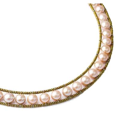 Classic pink pearl necklace by Ziio. This handmade artisan piece is part of our extensive assortment of Ziio jewelry.