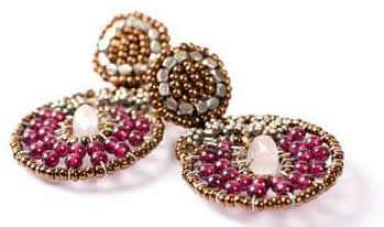 Ziio earrings made with garnets and pink quartz