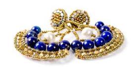 Italian chandelier earrings by Ziio are made with lapis lazuli.
